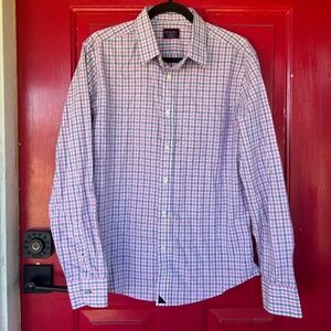 Men's Untuckit L Long Sleeve Dress Office Shirt Pink Purple Spring Bright Summer